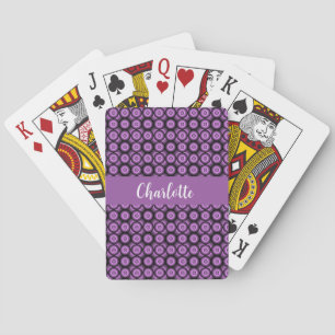 Retro mid century modern cirkel naam monogram pokerkaarten