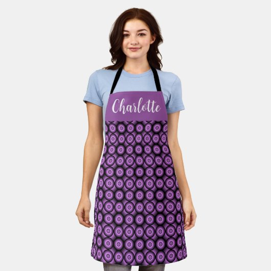 Retro mid century modern cirkel naam monogram schort (Gedragen)
