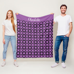 Retro mid century modern cirkels naam monogram fleece deken