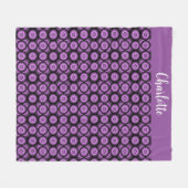 Retro mid century modern cirkels naam monogram fleece deken (Voorkant (Horizontaal))