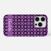 Retro mid century modern cirkels naam monogram iPhone hoesje (Achterkant horizontaal)