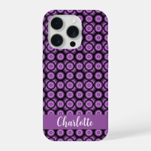 Retro mid century modern cirkels naam monogram iPhone 15 pro case