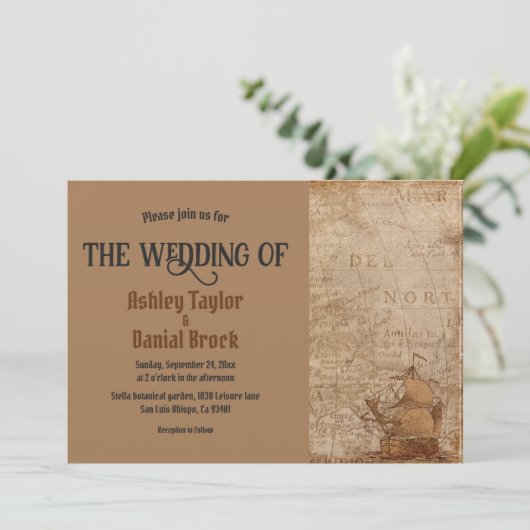 Retro Mid Century Modern Classic Wedding Kaart (Staand voorkant)