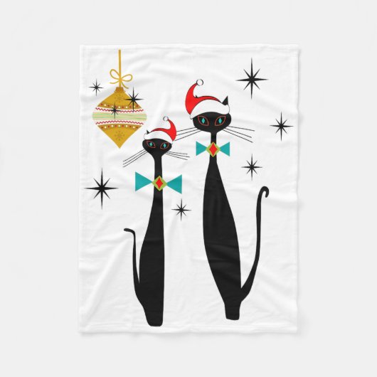 Retro Mid Century Modern Cool Cat Christmas  Fleece Deken (Voorkant)