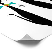 Retro Mid Century Modern Cool Cat Christmas  Poster (Hoek)