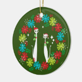 Retro Mid Century Modern Cool Cat Christmas Wreath Keramisch Ornament (Links)