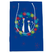 Retro Mid Century Modern Cool Cat Kerstmis Medium Cadeauzakje (Voorkant)