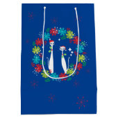 Retro Mid Century Modern Cool Cat Kerstmis Medium Cadeauzakje (Achterkant)