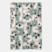Retro Mid Century Modern Cosmic Abstract Pattern Theedoek (Verticaal)