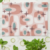 Retro Mid Century Modern Cosmic Abstract Pattern Theedoek (Gevouwen)