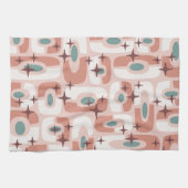Retro Mid Century Modern Cosmic Abstract Pattern Theedoek (Horizontaal)