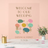 Retro Mid Century Modern Custom Bruiloft Welkom Acryl Bord (Huwelijk)