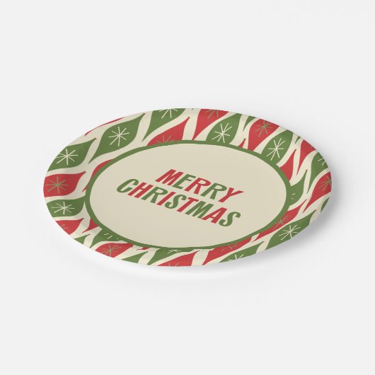 Retro Mid Century Modern Cute 50s Vrolijk Kerstfee Papieren Bordje (Gekanteld)