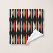 Retro Mid Century Modern Diamanten Patroon Bad Handdoek (Wasdoekje)