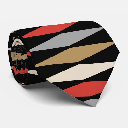 Retro Mid Century Modern Diamanten Patroon Stropdas (Opgerold)