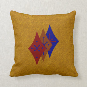 Retro Mid Century Modern Diamond Starburst Gold Kussen