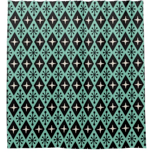 Retro Mid Century Modern Diamond Starburst Pattern Douchegordijn (Voorkant)