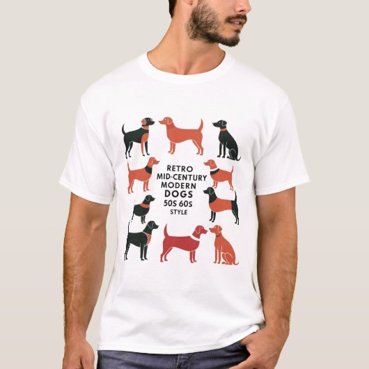 Retro Mid-Century Modern Dogs 50s 60s Style abstra T-shirt (Voorkant)