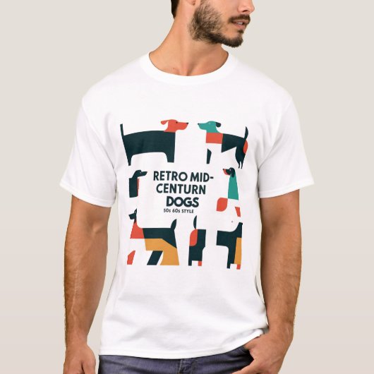 Retro Mid-Century Modern Dogs 50s 60s Style abstra T-shirt (Voorkant)