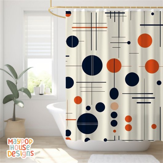 Retro Mid Century Modern Douchegordijn