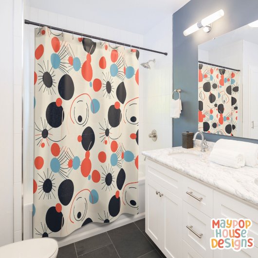 Retro Mid Century Modern Douchegordijn