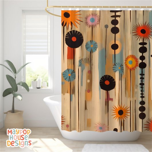 Retro Mid Century Modern Douchegordijn