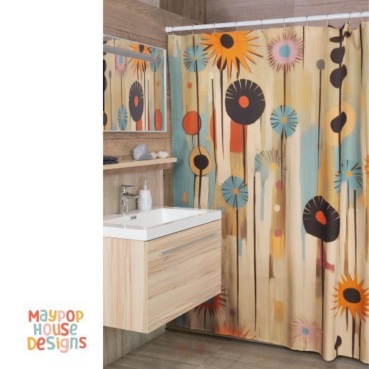 Retro Mid Century Modern Douchegordijn