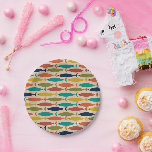 Retro Mid Century Modern Fish Pattern Bord (Feest)