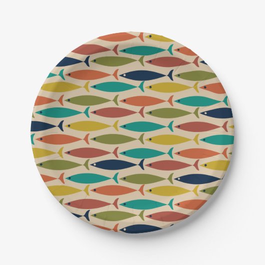 Retro Mid Century Modern Fish Pattern Bord (Voorkant)