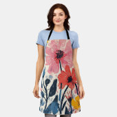 Retro Mid Century Modern Floral Design Schort (Gedragen)