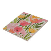 Retro Mid Century Modern Floral Design Tegeltje (Zijkant)