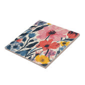 Retro Mid Century Modern Floral Design Tegeltje (Zijkant)