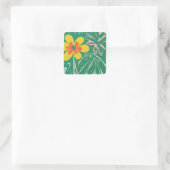 Retro Mid Century Modern Floral Design Vierkante Sticker (Tas)