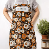 Retro Mid-Century Modern Floral Name Schort