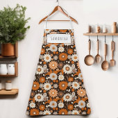 Retro Mid-Century Modern Floral Name Schort