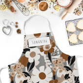 Retro Mid-Century Modern Floral Name Schort