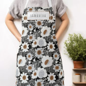 Retro Mid-Century Modern Floral Name Schort