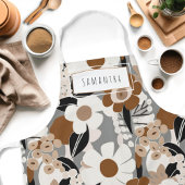 Retro Mid-Century Modern Floral Name Schort