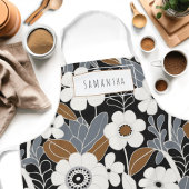 Retro Mid-Century Modern Floral Name Schort