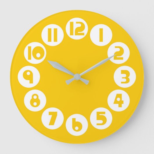 Retro Mid Century Modern Geel Grote Klok (Voorkant)