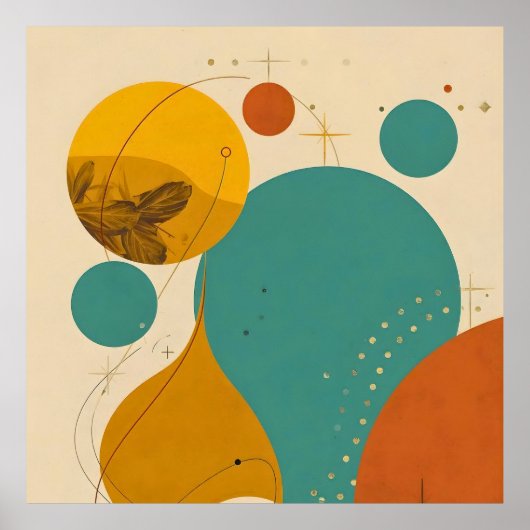 Retro Mid Century Modern Geometric Abstract Design Poster (Voorkant)