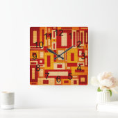 Retro Mid Century Modern Geometrics Wall Clock Vierkante Klok (Huis)