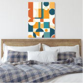 Retro Mid-Century Modern Geometrisch Abstract Canvas Afdruk (Insitu (Slaapkamer))