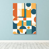 Retro Mid-Century Modern Geometrisch Abstract Canvas Afdruk (Insitu (Houten vloer))