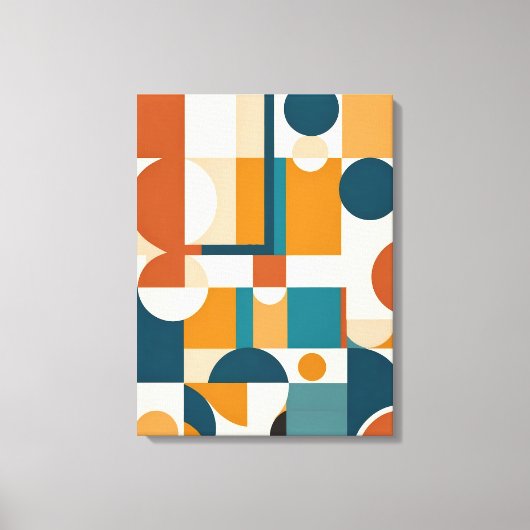 Retro Mid-Century Modern Geometrisch Abstract Canvas Afdruk (Voorkant)