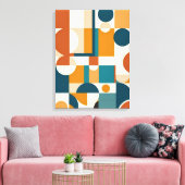 Retro Mid-Century Modern Geometrisch Abstract Canvas Afdruk (Insitu (Woonkamer))