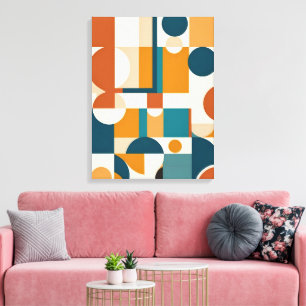 Retro Mid-Century Modern Geometrisch Abstract Canvas Afdruk