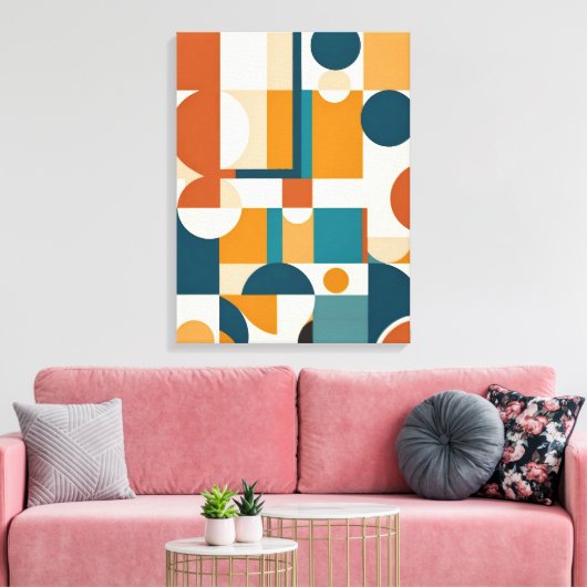 Retro Mid-Century Modern Geometrisch Abstract Canvas Afdruk (Insitu (Woonkamer))