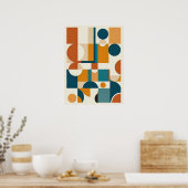Retro Mid-Century Modern Geometrisch Abstract Poster (Keuken)