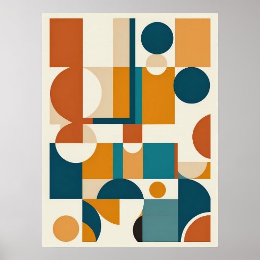 Retro Mid-Century Modern Geometrisch Abstract Poster (Voorkant)